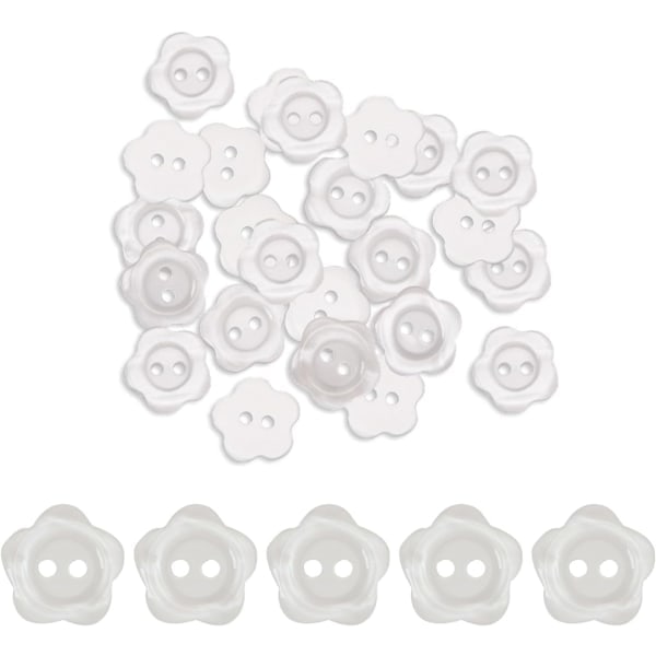 30 st vita pärlemorknappar, 2-håls blomma knapp kofta hartsknapp harts sy knappar, för baby stickning, DIY hantverk 15MM