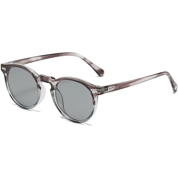 Retro runde polariserte solbriller for menn og kvinner, vintage polariserte solbriller klassiske trendy nyanser unisex UV-beskyttelse Grey Stripe / Grey