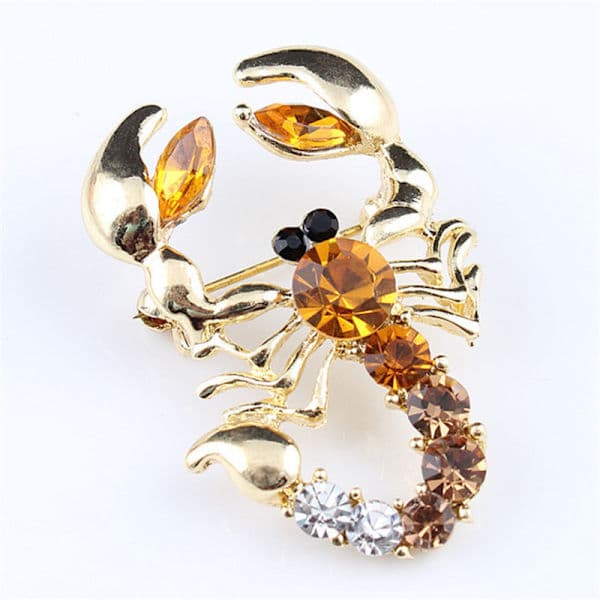 Glitterende Krystall Skjerf Brosjer Rhinestone Brosje Dyr Skorpion Gull