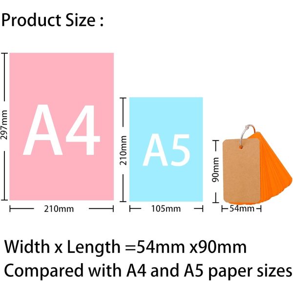 Flash-kort, 6-pack 300 revisionskort Indexkort Mini-anteckningsblock Tomma flashkort Studiekort på ring