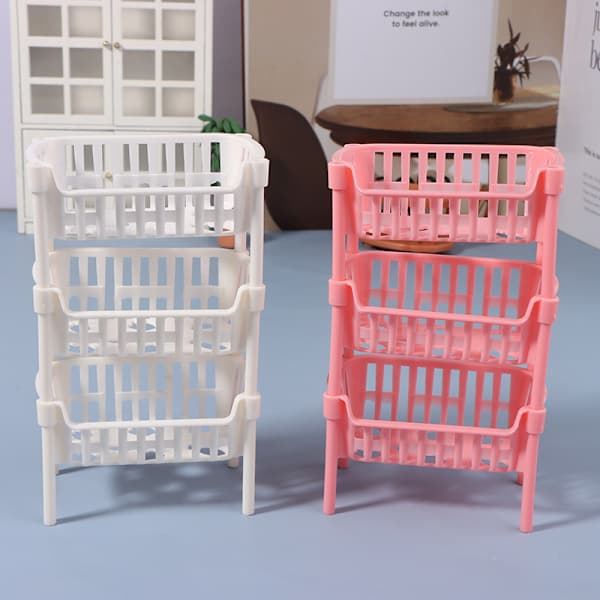 1/12 Dockskåp Mini Förvaringskorgar Dockskåp Stapelbar Korg Vit one size White