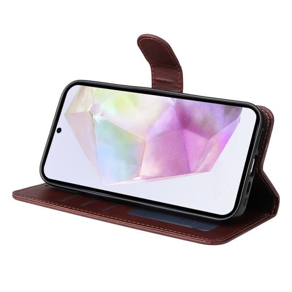 SKALO Samsung A56 5G PU Læder Wallet Case - Flere Farver Brun Brown Brun