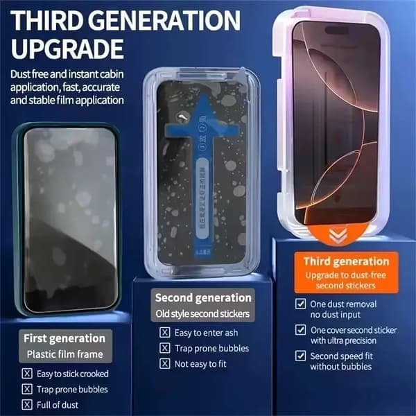 [3-PACK] Kompatibel med iPhone 1 Pro Max Skärmskydd i Härdat Glas | Enkel Applicering Automatisk Installation Precisionspassform Transparent iPhone 17 PRO MAX