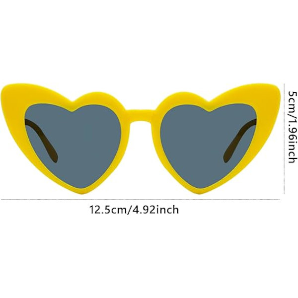 Lasten sydämenmuotoiset polarisoidut aurinkolasit, 70-luvun retro-rakkaussydämen kissansilmäaurinkolasit UV-suojalla Vintage-silmälasit tytöille ja pojille Yellow/Grey