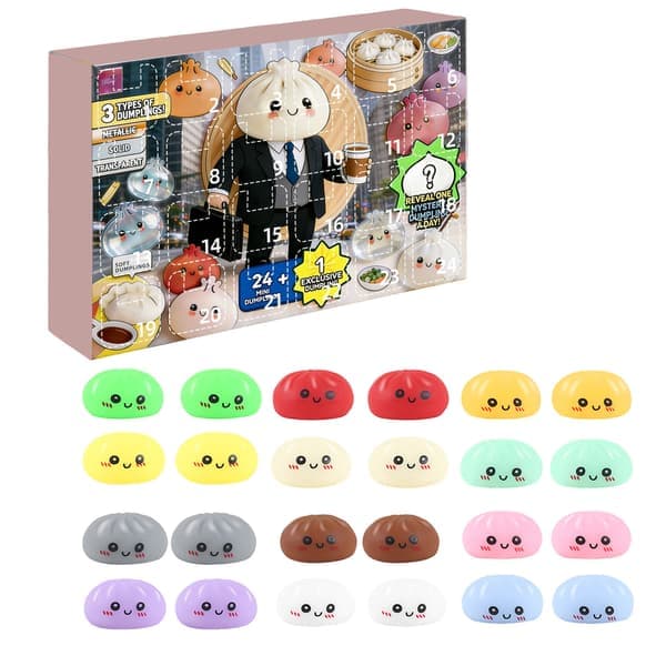 Adventskalender 2026, 24 overraskende dumplings Squishies-leker, julegaver