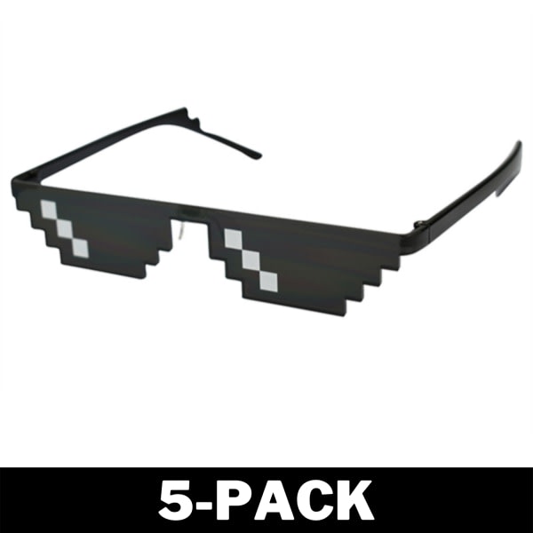 Mustat Thug Life -aurinkolasit Meme-aurinkolasit Pixel 16bit Musta 5-Pack