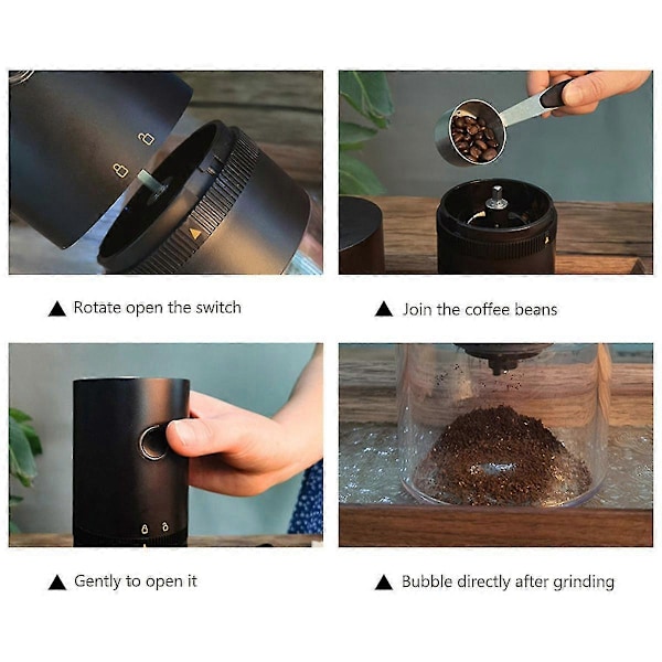 Elektrisk Burr Kvarn Portabel Automatisk Kaffekvarn Konisk Burr Kvarn Black