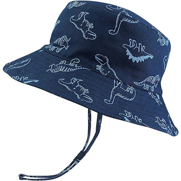 Børne Solhat, UV Beskyttelse Strand Cap Børns Spand Hat Sommerhat til Småbørn Drenge Piger Navy blue