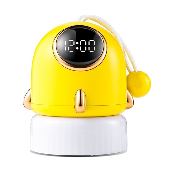 Cartoon Alarm Clock Projection Night Light Oppladbar digital bordklokke med timer som kan dimmes Yellow