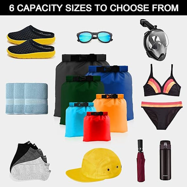 Vandtæt Tørtaske Sæt 6 Stk, til Kajak Rafting Båd Vandring Camping Rejse Rygsækrejse Color Mixing