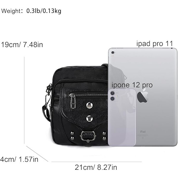 Crossbody-telefonväskor för kvinnor, små mjuka läderplånböcker, handväskor, axelväskor, damer, multifunktionella påsar Black