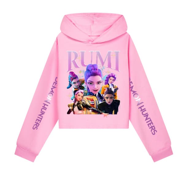Kpop Demon Hunter Crop Top & Shorts Sæt til Piger - Rosarød-Kpop Set Rose Red X 150cm