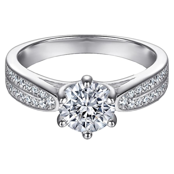 Förlovningsring Sterling Silver Cubic Zirconia Bröllop | Utmärkt snitt, klarhet och utsökt polsk 5