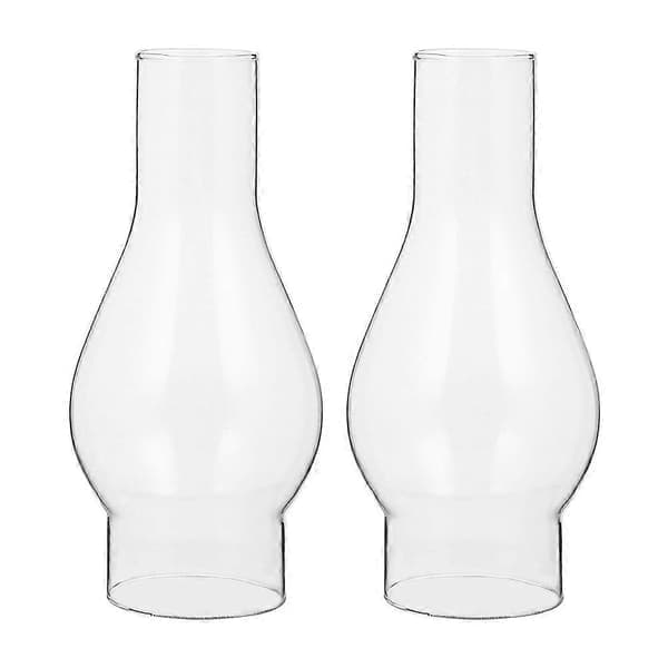 2 utsökta reservglas för fotogenlampor, transparenta glasskärmar.