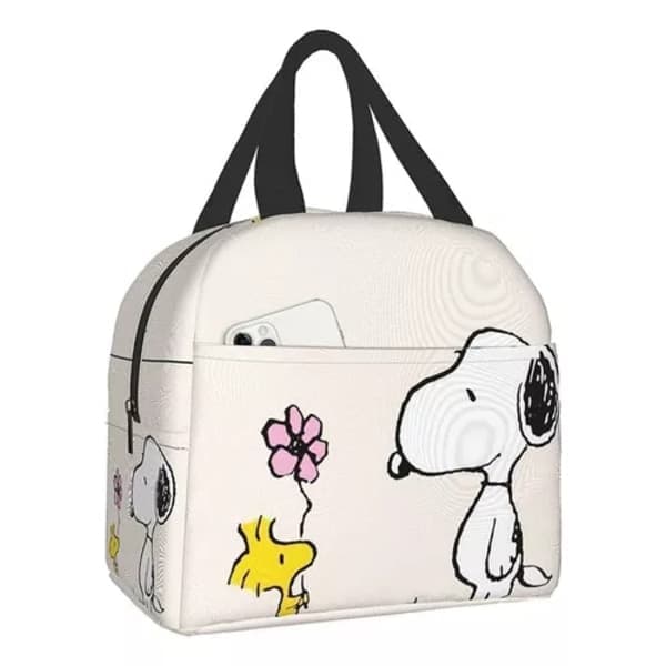 Snoopy Madtaske med Blomsterdesign, Farvebillede Farve