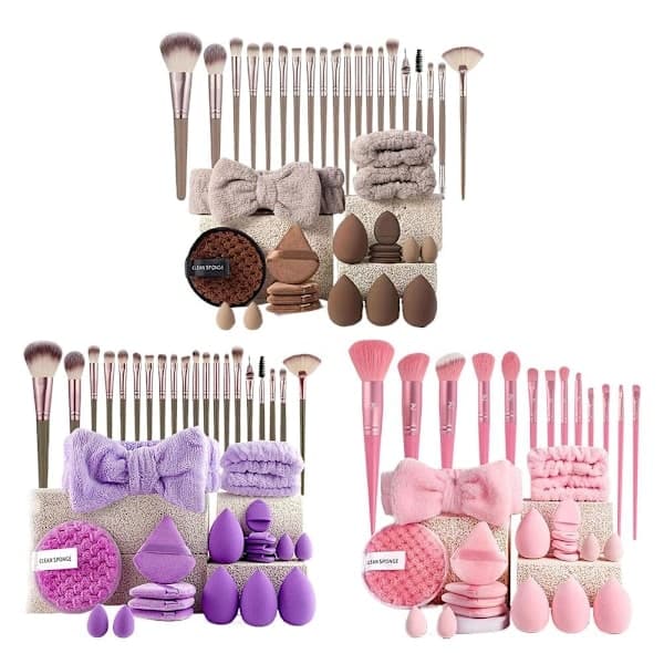 20-40 stk. Makeupbørster og Svampe Sæt med Beauty Egg og Brun Makeup Puff kaffe 40 stk coffee 40pcs