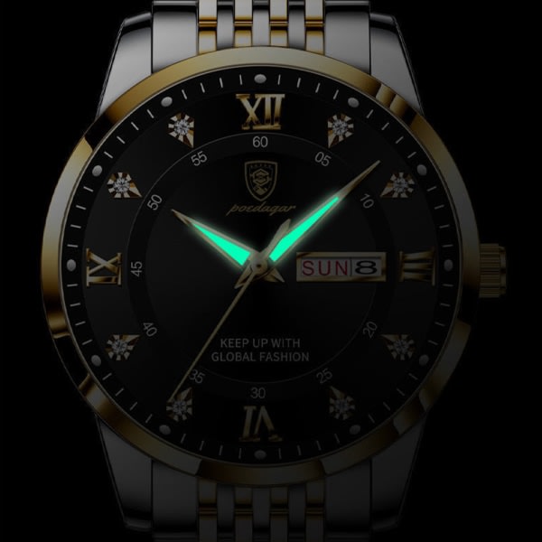 Herreur Fashion Luksus Rustfrit Stål Quartz Lysende C C