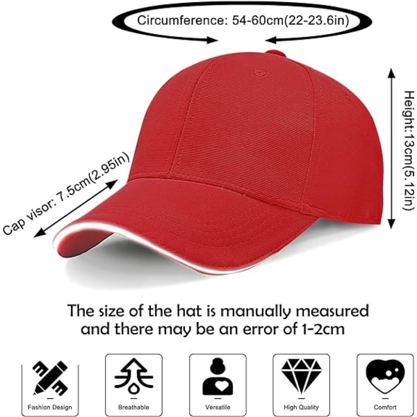 Almindelige baseballkasketter Herre - Reflekterende baseballhat Sommer Solbeskyttelse Justerbar Casual Peak Caps Sport Unisex Red