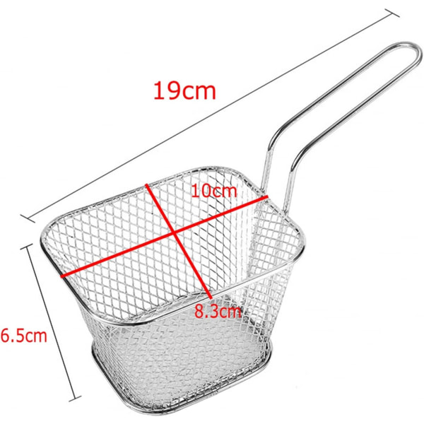 4 x rustfrie stål pommes frites kurver til servering med håndtak, mesh fransk pommes frites dyp stekekurv for reker løkringer