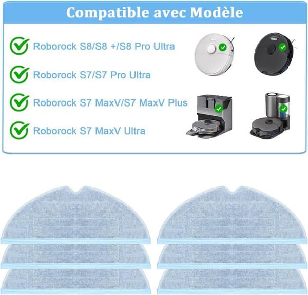 Moppetilbehør, vaskemopper for Roborock S7 S7 Plus S7+ S7 MaxV S8 S8 Plus S8 Pro Ultra