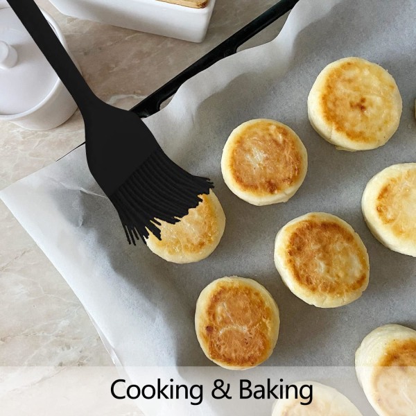 Bakverksborste, tråckelborste Silikonborste Grillborste för matlagning Bakning (svart)