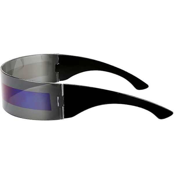 80-tals Futuristisk Visir Cyber Solglasögon Män Kvinnor Futuristisk Punk Stil Cosplay B2740 Black - Blue Mirror Stripe 6.1 x 2.76 x 0.59 inches