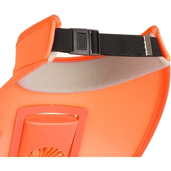 Solskydd keps med fläkt bred brätte strand keps kylning sol UV-skydd keps tom topp solhatt med justerbart elastiskt spänne Orange