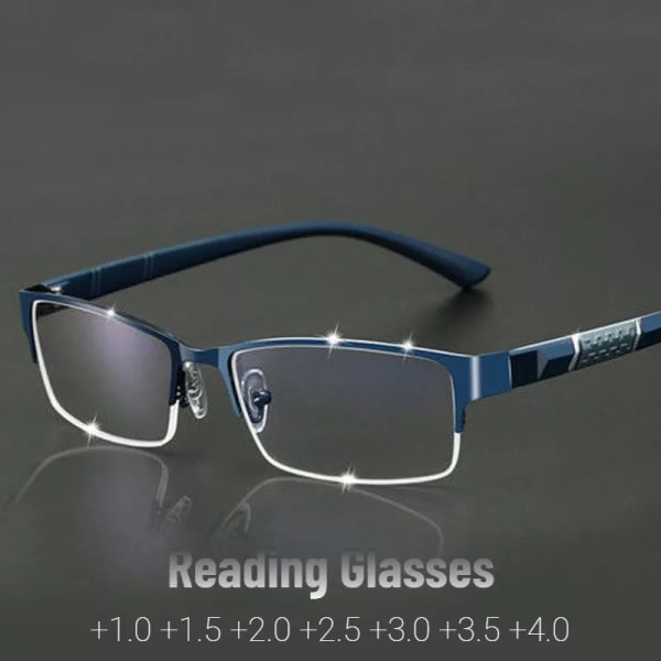 Metall Anti-blått Ljus Läsglasögon Långsynt Glasögon Herr Business Glasögon Dioptri 0 +1,0 +1,5 +2,0 +2,5 +3,0 +3,5 +4,0 Black 2