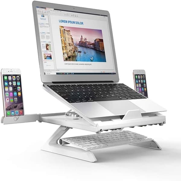 Bærbar aluminiumsfodstøtte, computerstander til Macbook, Laptop hvid white