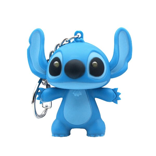 1/2 st Stitch-leksaker Hänge Cartoon Sounding Modell Nyckelring Par LED Nyckelring Present Blue 1Pcs