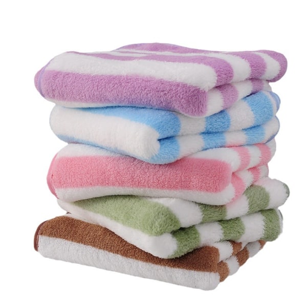 Stribet strandhåndklæde, blødt hurtigtørrende badehåndklæde (5 stk.) (grøn + pink + himmelblå + brun + lilla) Towel (35*75)
