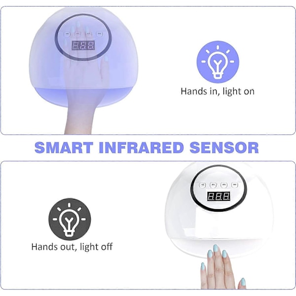 UV LED Neglelampe, Raskere Negletørker for Gel Polish, Negleherdelampe med 4 Timerinnstillinger, Auto Sensor LCD-Skjerm for Fingernagler og Tånegler