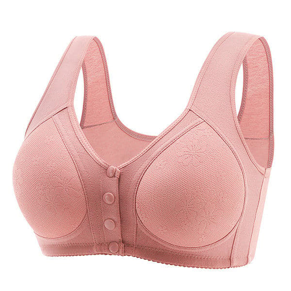 Dame-bh med frontknap, plus size, blonde, fuld dækning, bøjle, uforet PINK 42/95