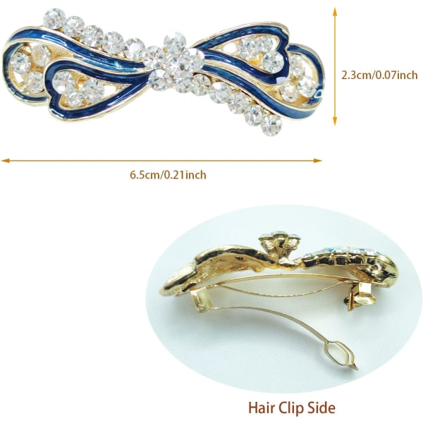 Kvinnor hårspännen, 4-pack små hårspännen Vintage retro fransk design hårspännen Automatiska hårspännen, kristall strass hårnålar