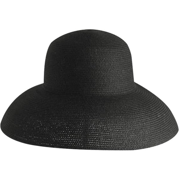 Kvinde Sommer Solhat Store Skygge Strand Japansk Hepburn Stil Ferie Fold Fisker Cap Temperament Flad, Sort