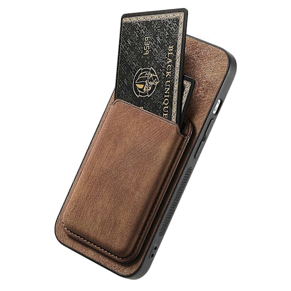 Retro Läder Kortficka Magnetiskt Mobilskal för iPhone 14 Brown