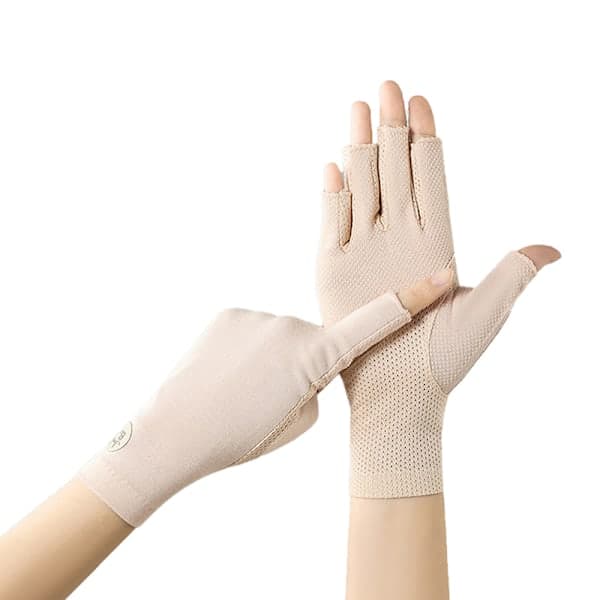 Tunn Spets Bomull Dam Halvfinger UV-skydd för Sommar Black