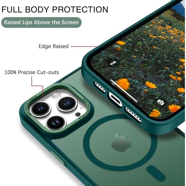 Fodral för iPhone 12 Pro / 13 Pro 6,7 tum kompatibelt med Magsafe, stötsäkert skyddsfodral, matt halvtransparent och hållbart