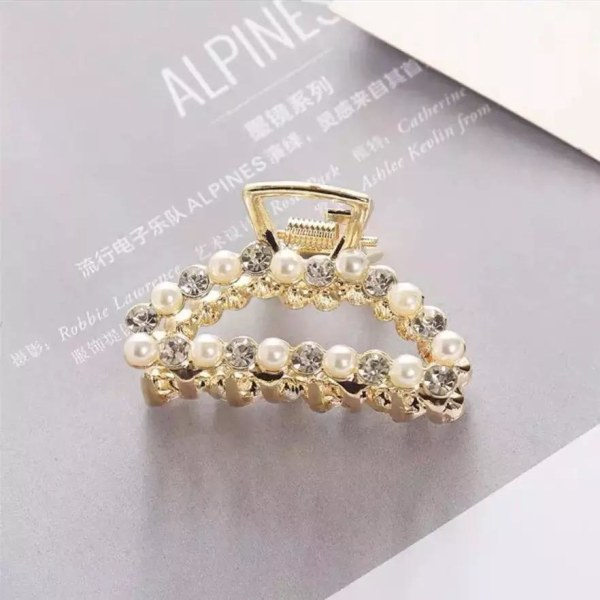 Hårklemme med rhinsten og perler hjerte diamant Triangle pearls