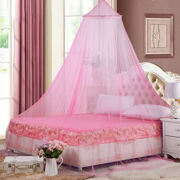 Myggnäts sänghimmel, sänghimmel för flickor Rumsdekoration - Hängande insektsnät för vuxna, bebisar, utomhuscamping (rosa)