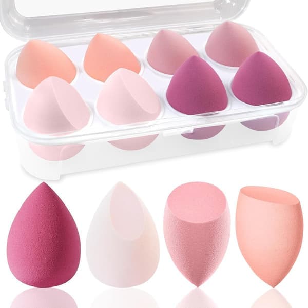 8 Makeup Svampe - Beauty Blender - 4 Farver - Makeup Svampe - Til Flydende, Creme & Puder - Foundation Blender