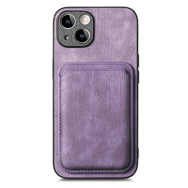 Retro Läder Kortficka Magnetiskt Mobilskal för iPhone 14 Purple