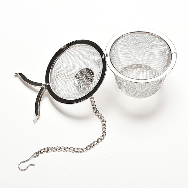Praktisk te-kugle krydderi si mesh infuser filter rustfrit stål sølv 85mm 85mm
