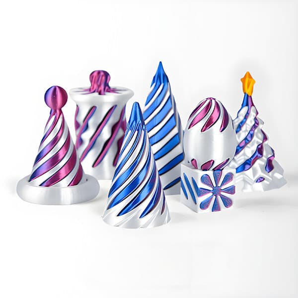 7 st 3D-printade roterande pyramider, tredimensionell spiral C C