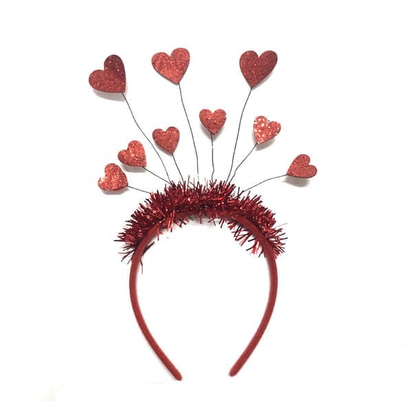 Rødt hjerte hodebøyle Valentinsdag Kjærlighet Hjerte Hårbånd Sløyfe Glitter Hodeplagg Paljett Hjerteformet Hårtilbehør