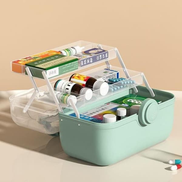 Medisinboks - Ikke spesifisert - Sammenleggbar modell - 3 etasjer - Plast - Hvit