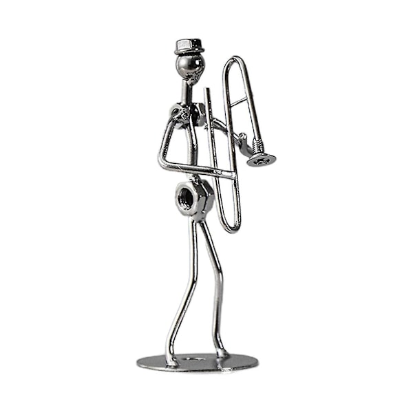 Miniatyr Musiker Figurin Metallinstrument Modell Ornament Tillbehör Trombone