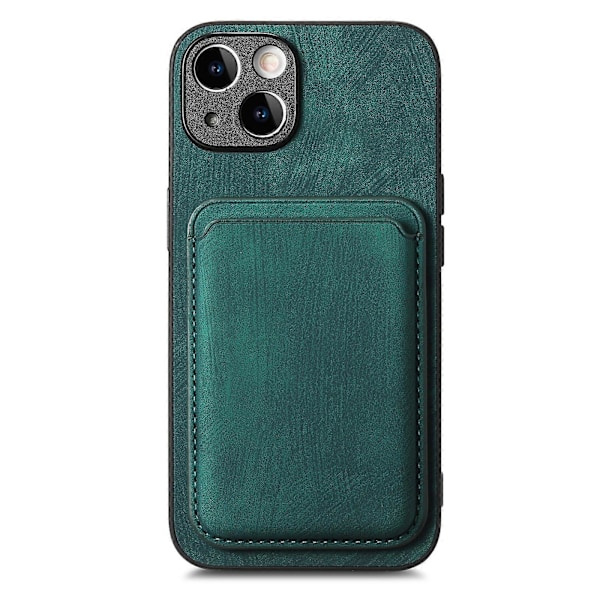 Retro Läder Kortficka Magnetiskt Mobilskal för iPhone 14 Green