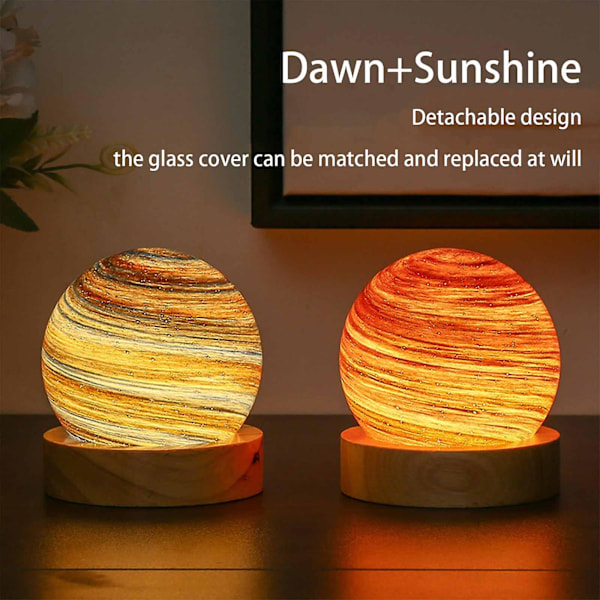 Bästa Rabatt-3d Kristallkula Måne Planet Glob Bordslampa Usb Led Nattlampa Heminredning Gåva Without battery 7