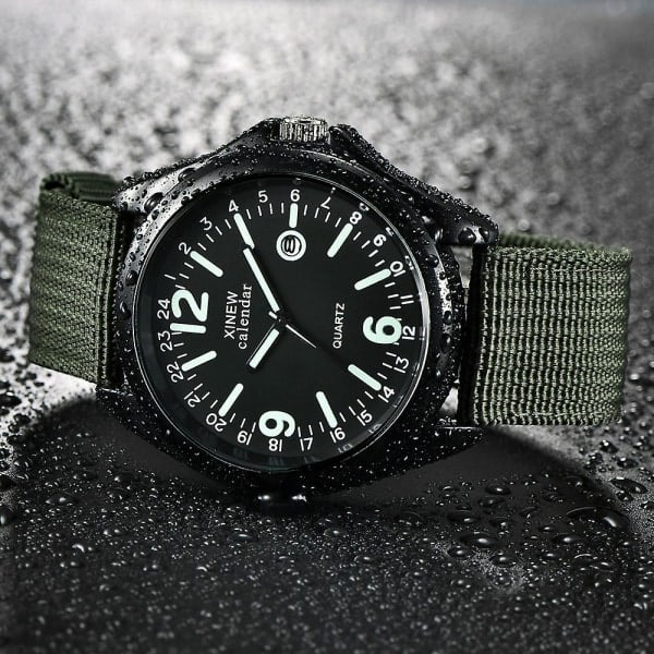 Militär Herrklocka Quartz Svart Urtavla Datum Lyx Sport Armbandsur [LGL] C C
